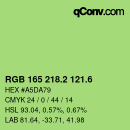 カラーコード: RGB 165 218.2 121.6 | qconv.com