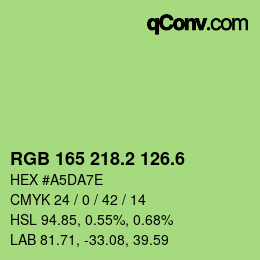 カラーコード: RGB 165 218.2 126.6 | qconv.com