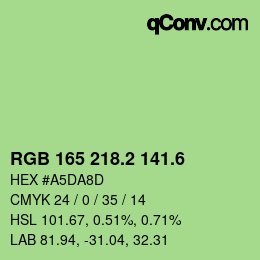 カラーコード: RGB 165 218.2 141.6 | qconv.com