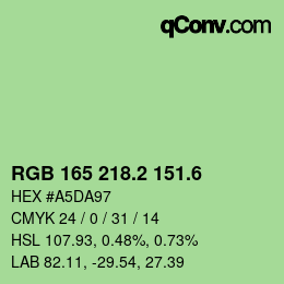 カラーコード: RGB 165 218.2 151.6 | qconv.com