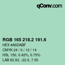カラーコード: RGB 165 218.2 191.6 | qconv.com