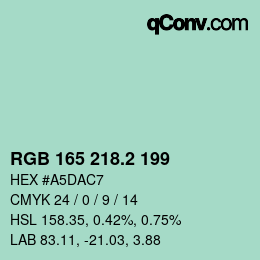 カラーコード: RGB 165 218.2 199 | qconv.com