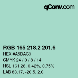 カラーコード: RGB 165 218.2 201.6 | qconv.com