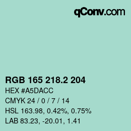 カラーコード: RGB 165 218.2 204 | qconv.com