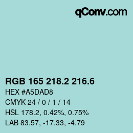 カラーコード: RGB 165 218.2 216.6 | qconv.com