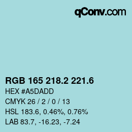 カラーコード: RGB 165 218.2 221.6 | qconv.com