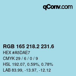 カラーコード: RGB 165 218.2 231.6 | qconv.com