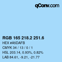 カラーコード: RGB 165 218.2 251.6 | qconv.com