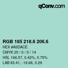 カラーコード: RGB 165 218.6 206.6 | qconv.com