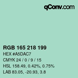 Color code: RGB 165 218 199 | qconv.com