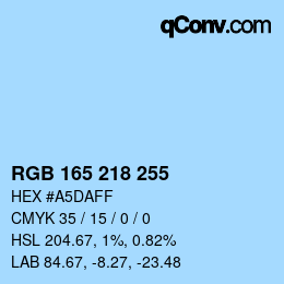 Color code: RGB 165 218 255 | qconv.com