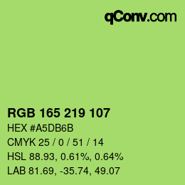 カラーコード: RGB 165 219 107 | qconv.com