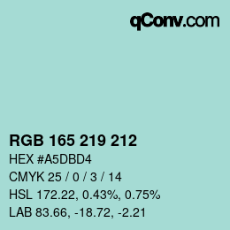 Farbcode: RGB 165 219 212 | qconv.com