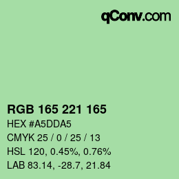 カラーコード: RGB 165 221 165 | qconv.com