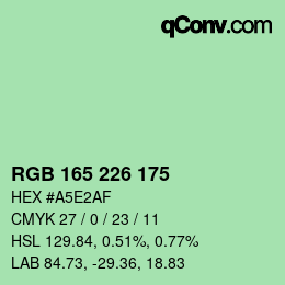 Color code: RGB 165 226 175 | qconv.com