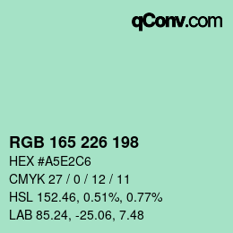 Color code: RGB 165 226 198 | qconv.com