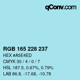 Color code: RGB 165 228 237 | qconv.com