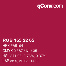 カラーコード: RGB 165 22 65 | qconv.com