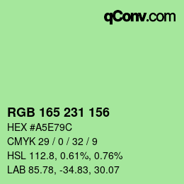 Color code: RGB 165 231 156 | qconv.com