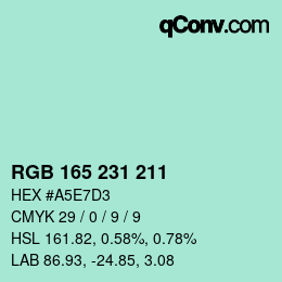 Color code: RGB 165 231 211 | qconv.com