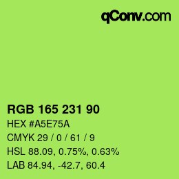 Color code: RGB 165 231 90 | qconv.com