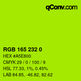 Color code: RGB 165 232 0 | qconv.com