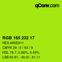 Color code: RGB 165 232 17 | qconv.com