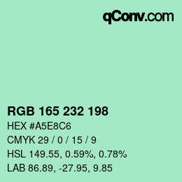 Color code: RGB 165 232 198 | qconv.com