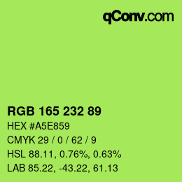 Color code: RGB 165 232 89 | qconv.com