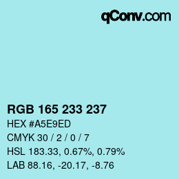 Color code: RGB 165 233 237 | qconv.com