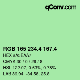 カラーコード: RGB 165 234.4 167.4 | qconv.com