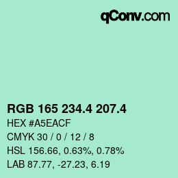 カラーコード: RGB 165 234.4 207.4 | qconv.com