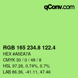 カラーコード: RGB 165 234.8 122.4 | qconv.com