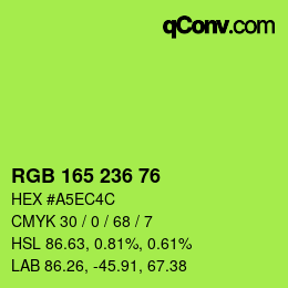 Color code: RGB 165 236 76 | qconv.com