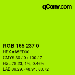 Color code: RGB 165 237 0 | qconv.com