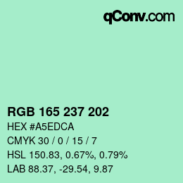 Color code: RGB 165 237 202 | qconv.com