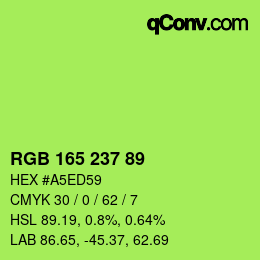 颜色代码: RGB 165 237 89 | qconv.com