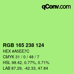 Farbcode: RGB 165 238 124 | qconv.com