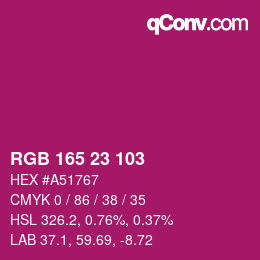 Color code: RGB 165 23 103 | qconv.com