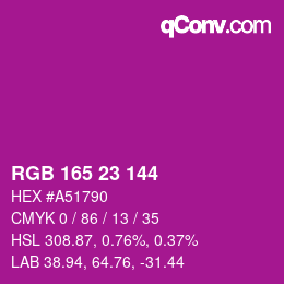 Color code: RGB 165 23 144 | qconv.com