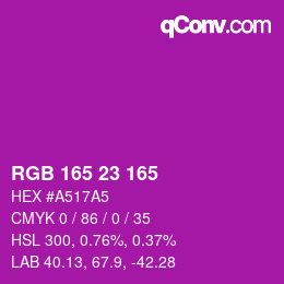 Farbcode: RGB 165 23 165 | qconv.com