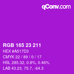 カラーコード: RGB 165 23 211 | qconv.com