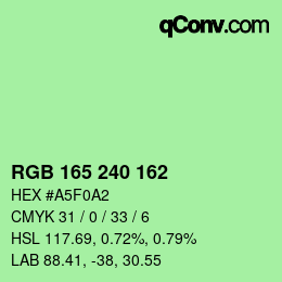 カラーコード: RGB 165 240 162 | qconv.com