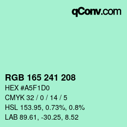 Color code: RGB 165 241 208 | qconv.com