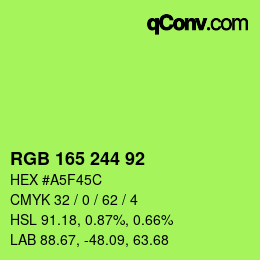 カラーコード: RGB 165 244 92 | qconv.com