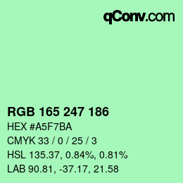 Color code: RGB 165 247 186 | qconv.com