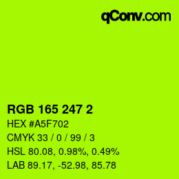 カラーコード: RGB 165 247 2 | qconv.com