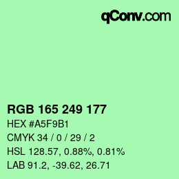 颜色代码: RGB 165 249 177 | qconv.com