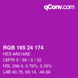 カラーコード: RGB 165 24 174 | qconv.com