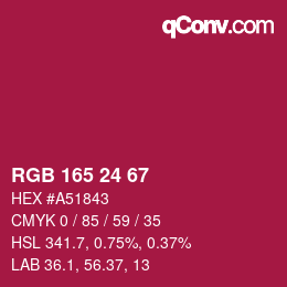 カラーコード: RGB 165 24 67 | qconv.com